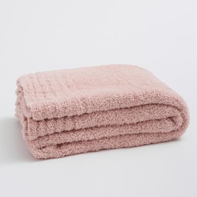 新款纯色半边绒休闲毯旅行毯午睡毯沙发毯床尾巾毯子毛毯系列 130*160cm 余白-肉粉