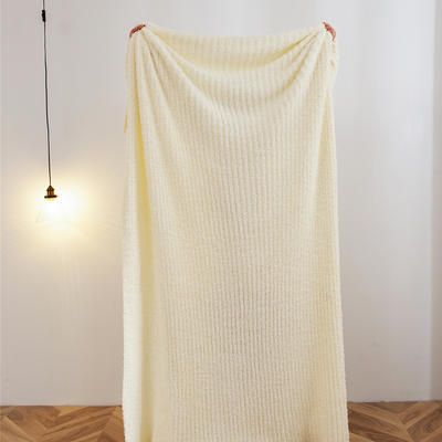 新款半边绒乔欧盖毯休闲毯旅行毯午睡毯沙发毯床尾巾 130*160cm 米白