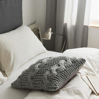 新款浣纱（DIY抱枕套）靠枕、靠垫、方枕、方垫、午睡靠枕系列 45*45cm 浣纱-绞花灰