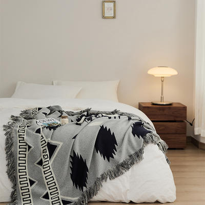 新款休闲毯旅行毯午睡毯沙发毯床尾巾多功能盖毯--罗微系列 130*160cm 罗微-烟灰白