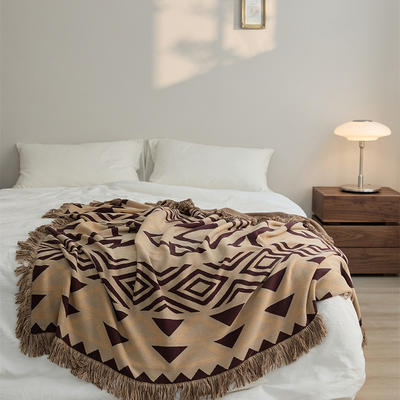 新款A类全棉休闲毯旅行毯午睡毯沙发毯床尾巾多功能盖毯--蕾娜丝系列 130*160cm 蕾娜丝-卡其