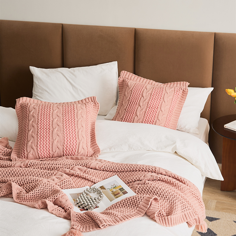 新款A类腈纶抱枕套靠枕、靠垫、方枕、方垫、午睡靠枕楷森系列 45x45cm（不含芯） 粉色抱枕
