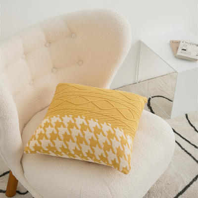新款全棉全棉靠枕、靠垫、方枕、方垫、午睡靠枕抱枕套璃月系列 45x45cm 亮黄色抱枕