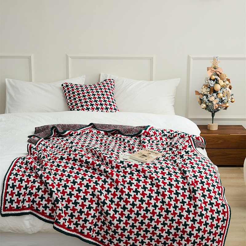 新款半边绒多功能盖毯休闲毯旅行毯午睡毯沙发毯床尾巾--圣诞毯 毯子130*160cm 圣诞风车