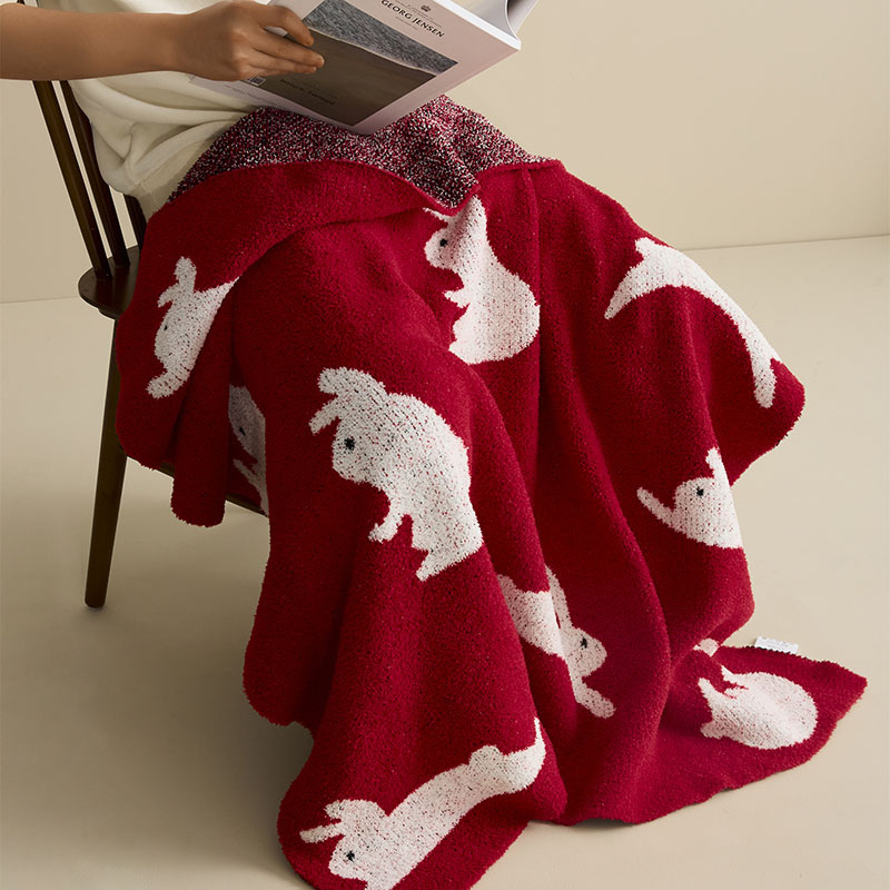 2024新款蕾米兔半边绒围巾毯子盖毯休闲毯旅行毯午睡毯沙发毯床尾巾 毯子（120*150cm） 蕾米兔毯子
