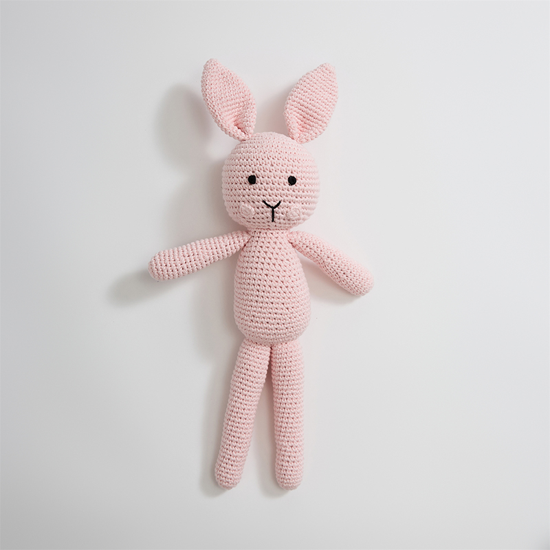 2023新款手工编织派克兔系列玩偶抱枕 高度40cm 派克兔粉色