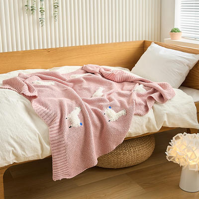 2023新款小羊苏西系列全棉盖毯毛毯休闲毯旅行毯午睡毯沙发毯床尾巾 75*100cm 小羊苏西-肉粉