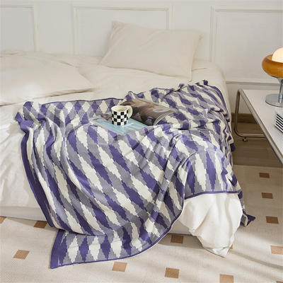 2023新款全棉奇思妙想盖毯休闲毯抱枕套靠枕、靠垫、方枕、方垫、午睡靠枕 130*160cm-盖毯 玉紫盖毯