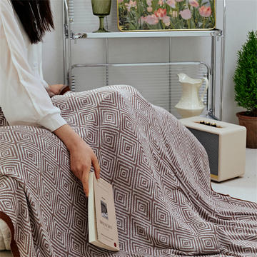 2023新款混纺盖毯休闲毯旅行毯午睡毯沙发毯床尾巾-罗恩