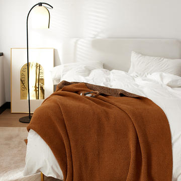 2023新款设计师太阳花A类半边绒针织毯子沙发办公室午睡毯秋冬-清新风格