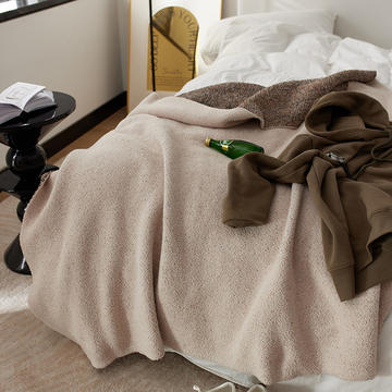 2023新款设计师太阳花A类半边绒针织毯子沙发办公室午睡毯秋冬-清新风格
