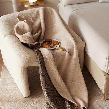 2023新款设计师太阳花A类半边绒针织毯子沙发办公室午睡毯秋冬-轻奢风格