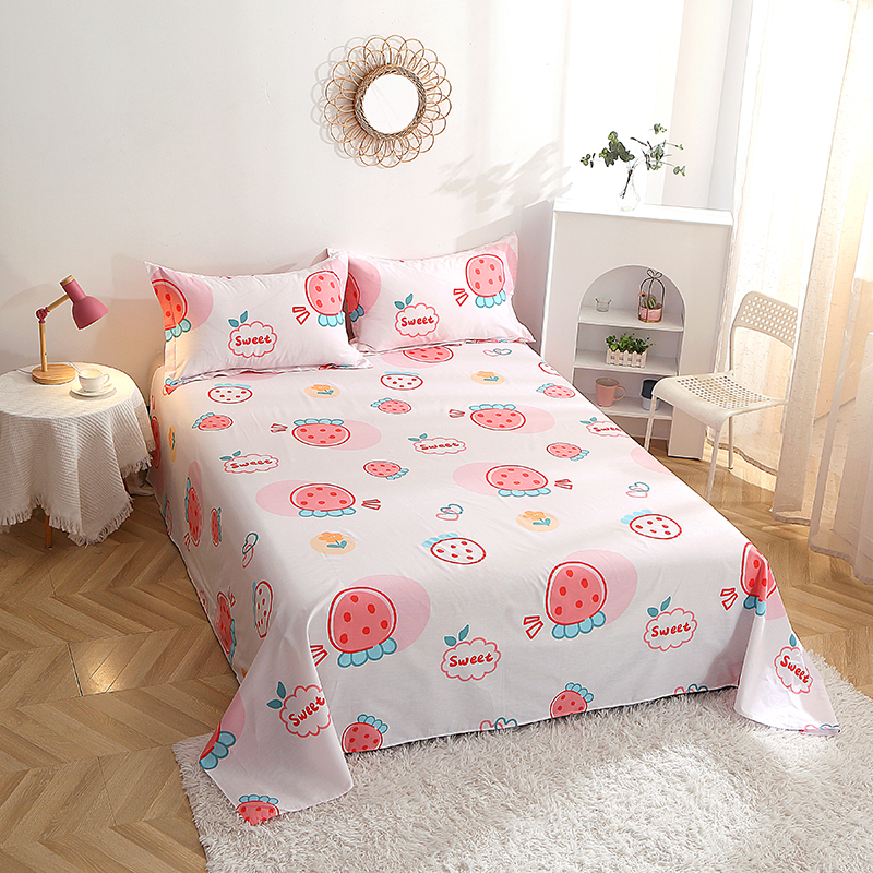 2023新款全棉印花多规格套件系列--床单 床单：160*230cm 元气草莓
