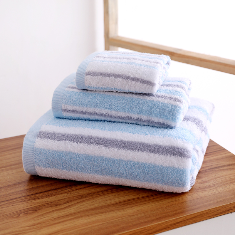 2018新款赛络纺彩条套巾 五件套(五条装) 蓝/五条装