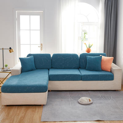 （总）2023新款臻品提花系列沙发坐垫套 加大单人宽65-100cm 长65-95cm 高5-20 织叶-净蓝