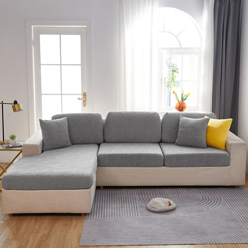 （总）2023新款臻品提花系列沙发坐垫套 加大单人宽65-100cm 长65-95cm 高5-20 织叶-冷灰