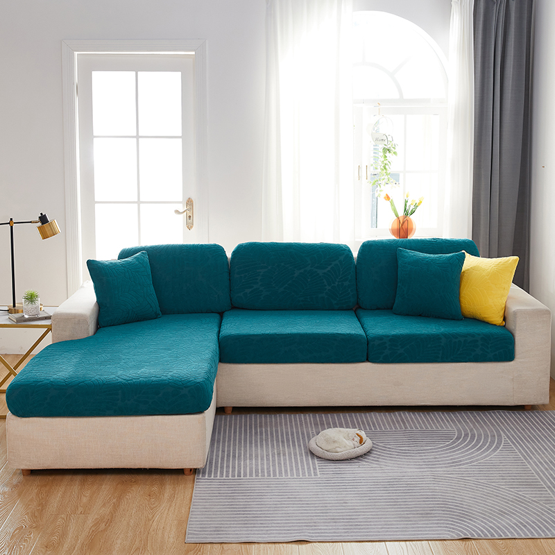 （总）2023新款臻品提花系列沙发坐垫套 加大单人宽65-100cm 长65-95cm 高5-20 织叶-杉绿