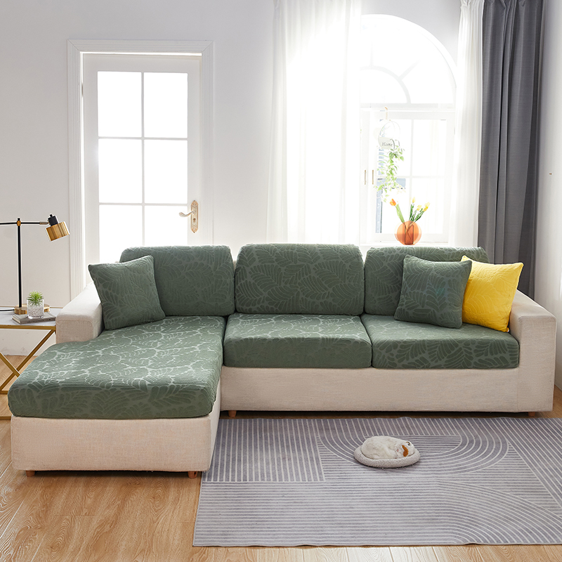 （总）2023新款臻品提花系列沙发坐垫套 加大单人宽65-100cm 长65-95cm 高5-20 织叶-松绿