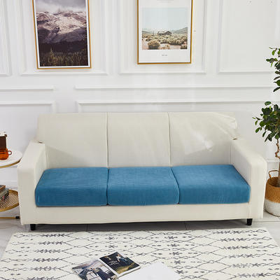 （总）2023新款加厚玉米绒系列组合沙发坐垫套 标准双人宽40-65cm 长100-120cm 高5-20 湖蓝色
