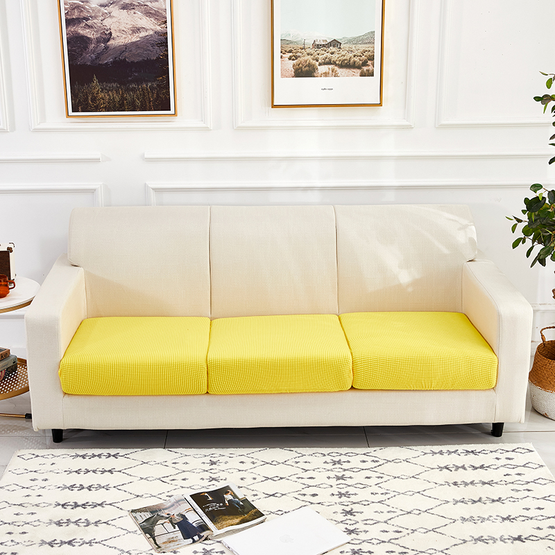 （总）2023新款加厚玉米绒系列组合沙发坐垫套 标准双人宽40-65cm 长100-120cm 高5-20 柠檬黄