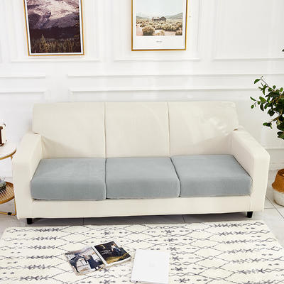 （总）2023新款加厚玉米绒系列组合沙发坐垫套 标准双人宽40-65cm 长100-120cm 高5-20 浅灰色