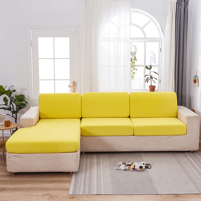 （总）2023新款加厚玉米绒系列贵妃沙发坐垫套 标准双人宽40-65cm 长100-120cm 高5-20 柠檬黄