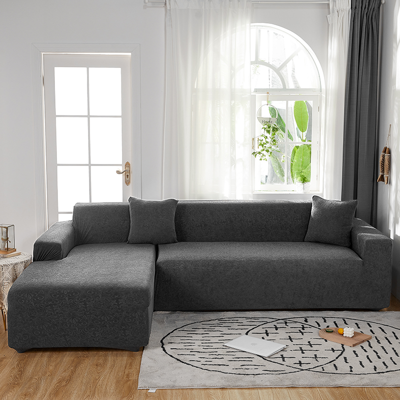 （总）2023新款臻品提花系列组合沙发套 单人位90-140 洛卡-碳灰