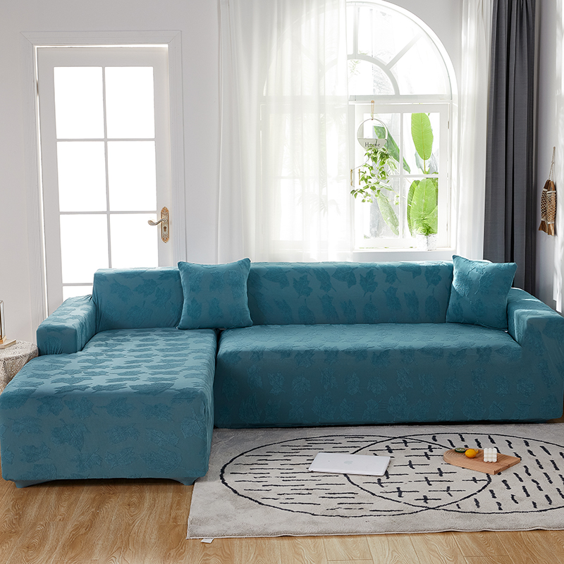 （总）2023新款臻品提花系列组合沙发套 单人位90-140 叶素-净蓝