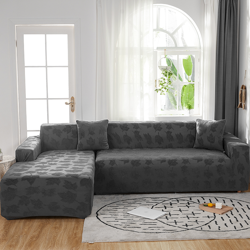 （总）2023新款臻品提花系列组合沙发套 单人位90-140 叶素-碳灰