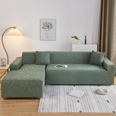 （总）2023新款臻品提花系列组合沙发套 单人位90-140 织叶-松绿