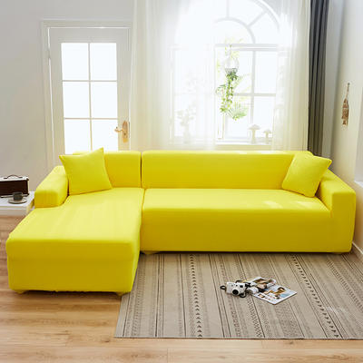 （总）2023新款玉米绒系列组合沙发套 单人位90-140 玉米绒-柠檬黄