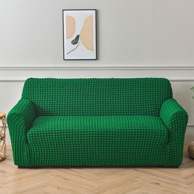 （总）2023新款泡泡纱系列全包款沙发套 单人位90-140 泡泡纱全包款-绿色