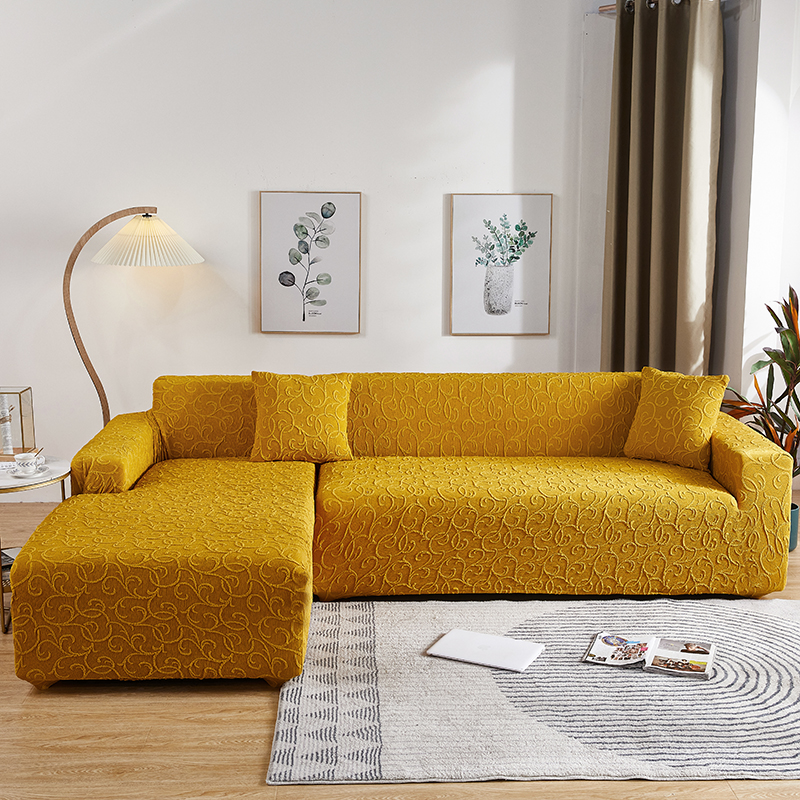 （总）2023新款高奢浮雕提花系列组合沙发套 单人位90-140 印象-芝黄