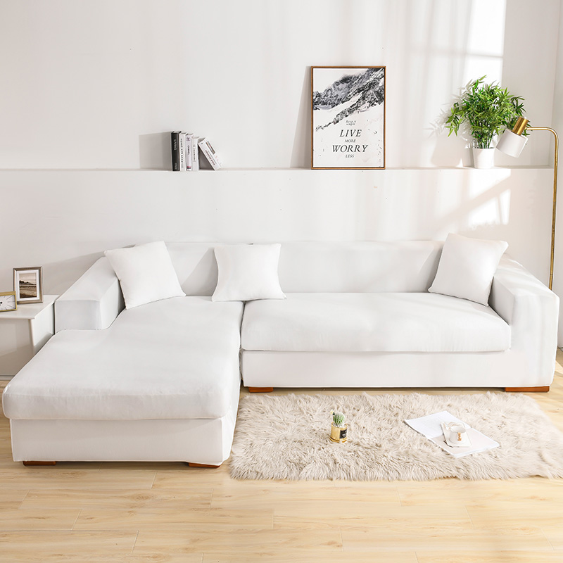 （总）2023新款牛奶丝素色系列组合沙发套 单人位90-140 本色白