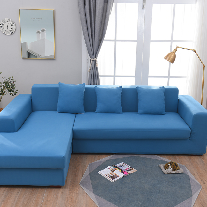 （总）2023新款牛奶丝素色系列组合沙发套 单人位90-140 记忆蓝