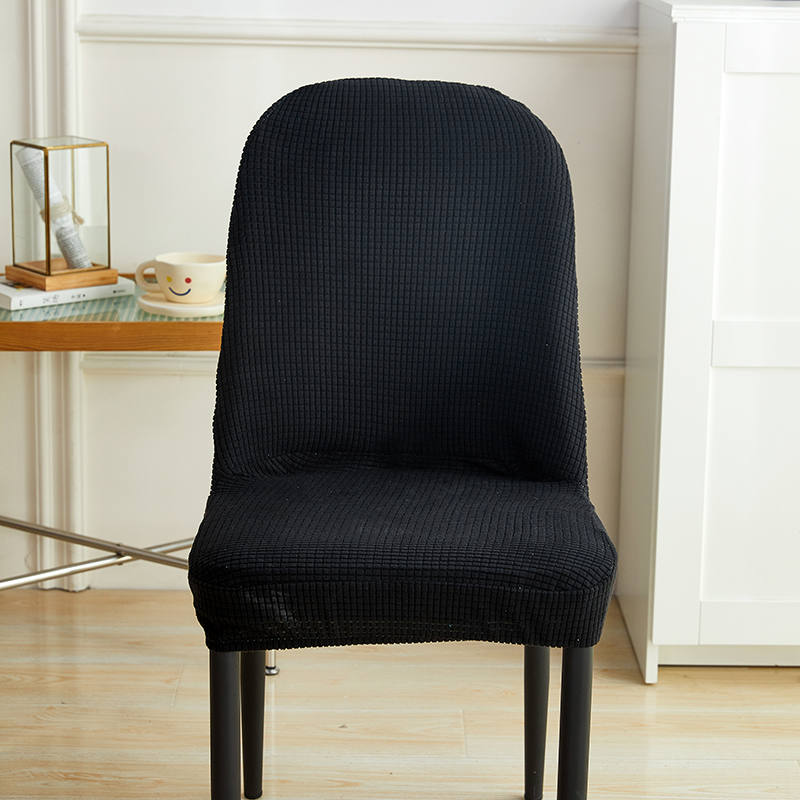 （总）2023新款玉米绒系列椅套-弧形款 玉米绒-黑色