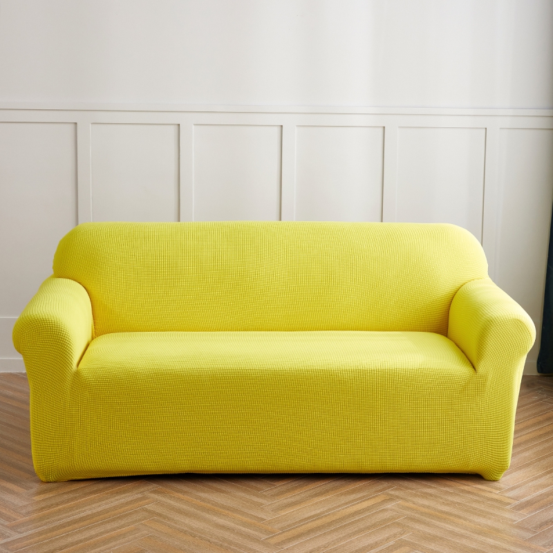 （总）2023新款玉米绒系列双人沙发套（跨境） 单人位90-140 柠檬黄
