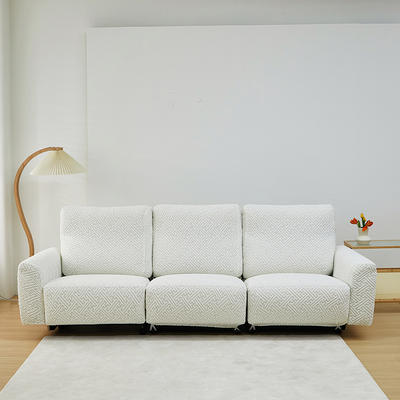 （总）2023新款拉绒提花系列芝华仕三人沙发套 双人六件套（2扶手＋2坐垫＋2靠背） 拉绒白色