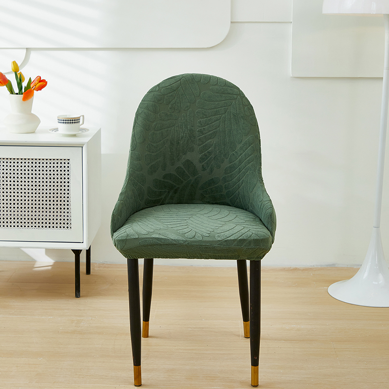 2024新款臻品提花系列椅套（扶手款弧形椅套） 织叶-松绿