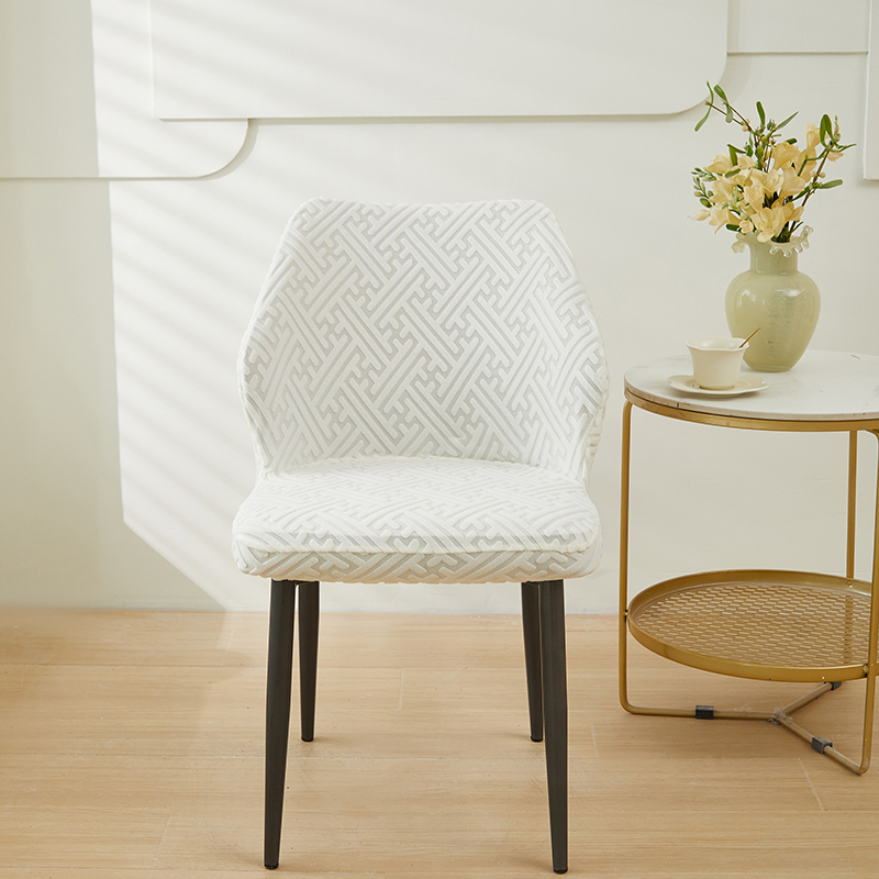 2024新款拉绒提花系列椅套（扇形椅套） 拉绒-白色