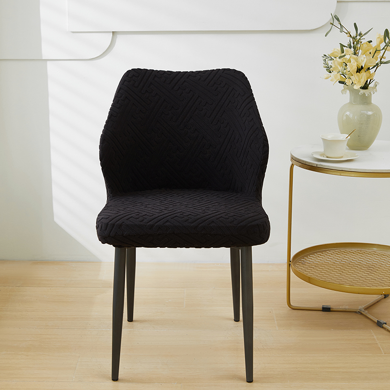 2024新款拉绒提花系列椅套（扇形椅套） 拉绒-黑色