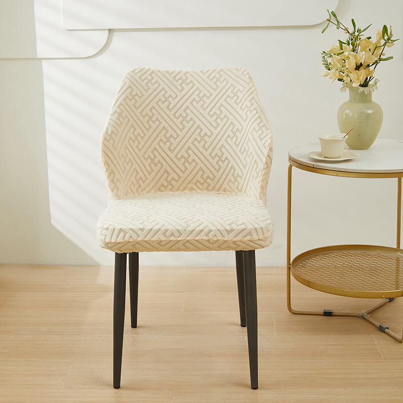 2024新款拉绒提花系列椅套（扇形椅套） 拉绒-米黄