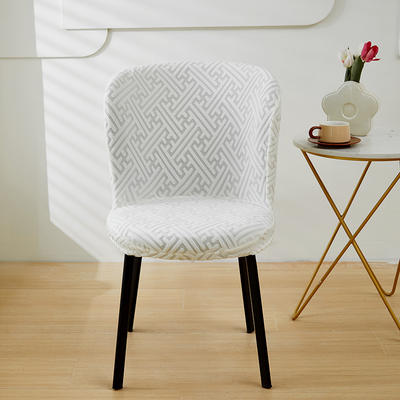 2024新款拉绒提花系列椅套（圆形椅套） 拉绒-白色