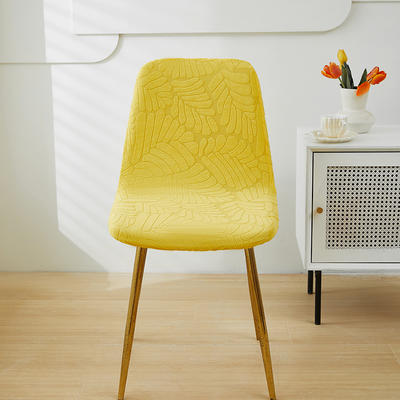 2024新款臻品提花系列椅套（短背款弧形椅套） 织叶-柠黄