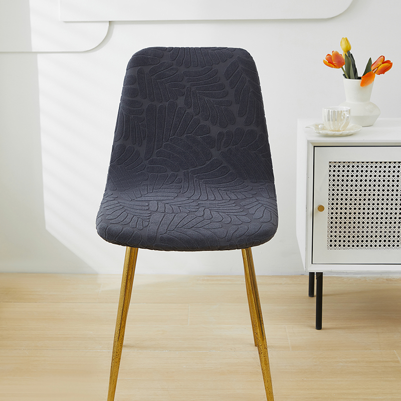 2024新款臻品提花系列椅套（短背款弧形椅套） 织叶-碳灰