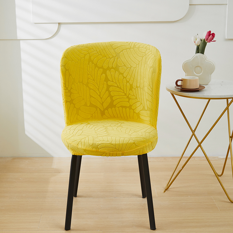 2024新款臻品提花系列椅套（圆形椅套） 织叶-柠黄