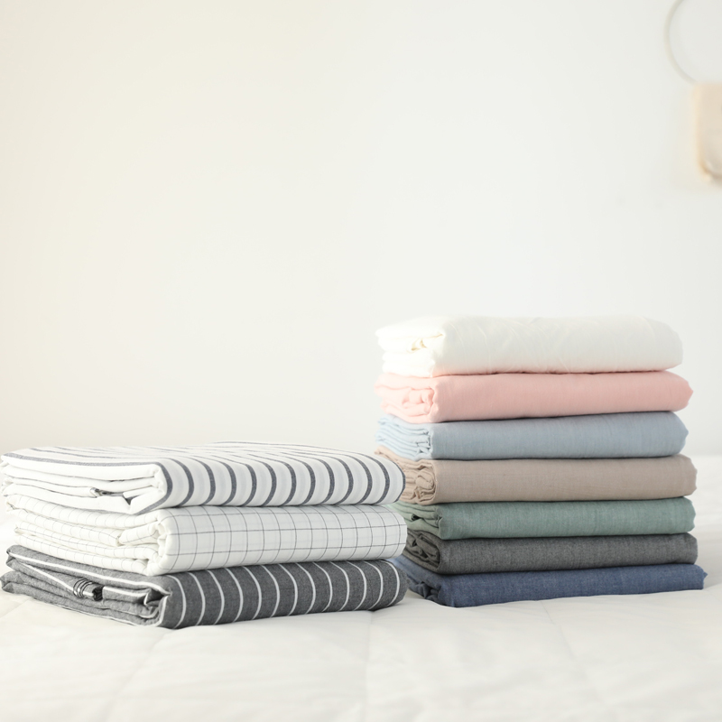 日式简约全棉色织水洗棉床单单件无印风纯棉被单 200*230 主图（不可拍）