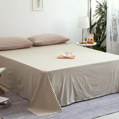 日式简约全棉色织水洗棉床单单件无印风纯棉被单 200cmx230cm 米小格