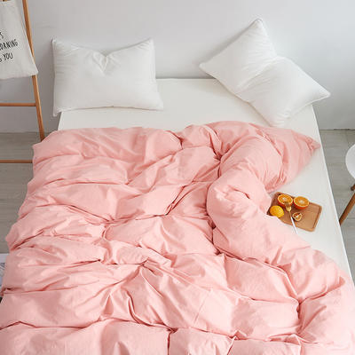 工厂外贸水洗棉床上四件套全棉学生宿舍纯棉床单被套裸睡床罩被罩 180x220cm 樱花粉
