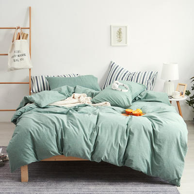 Mrpig纯棉四件套全棉床上用品学生三件套水洗棉床单四件套 1.0m（3.3英尺）床 绿蓝白条纹